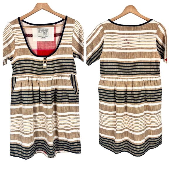 ACE & JIG Women's XS Maine Grainsack Striped Pocket 100% Cotton Mini Dress *FLAW - Picture 1 of 9